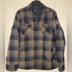 Kuhl Men's Sherpa Lined Plaid Jacket Flannel Medium Pockets Snap Button